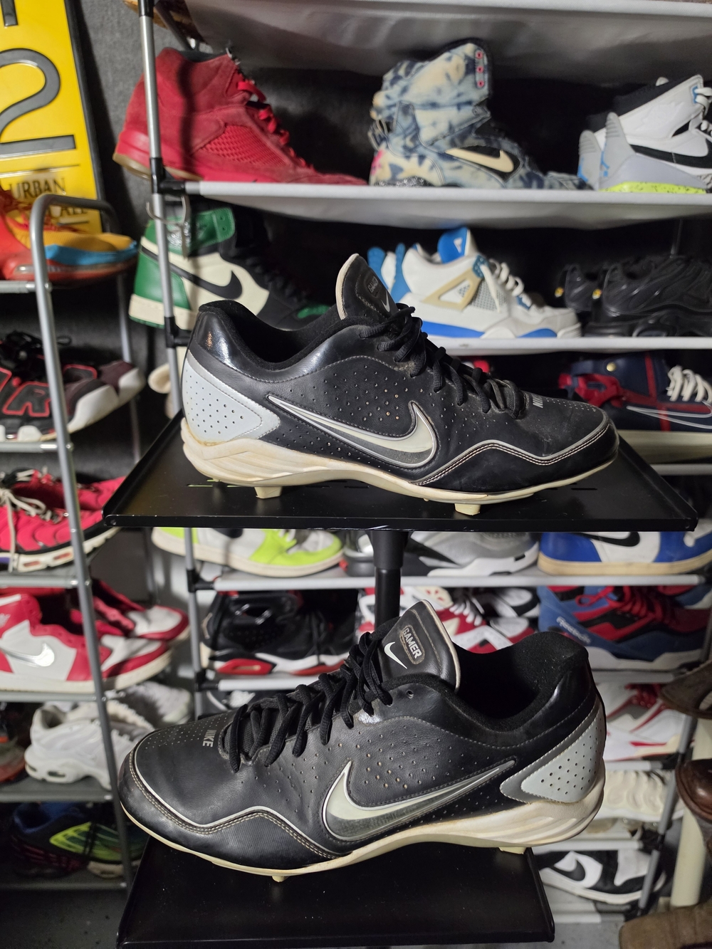 🔥 Nike Gamer Conversion Men’s Size 13 Black Gray Athletic Cleats White Swoosh